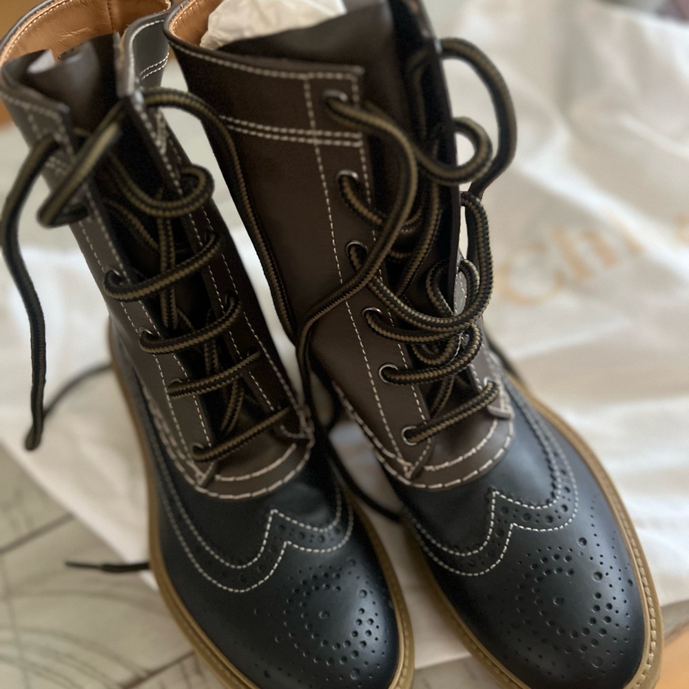 Chloe Black and Brown Lace Up Booties - Picture 5 of 7